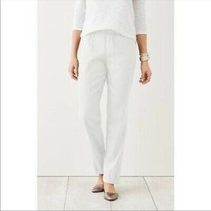J. Jill 100% Linen Straight Leg Pants White Pockets Size M